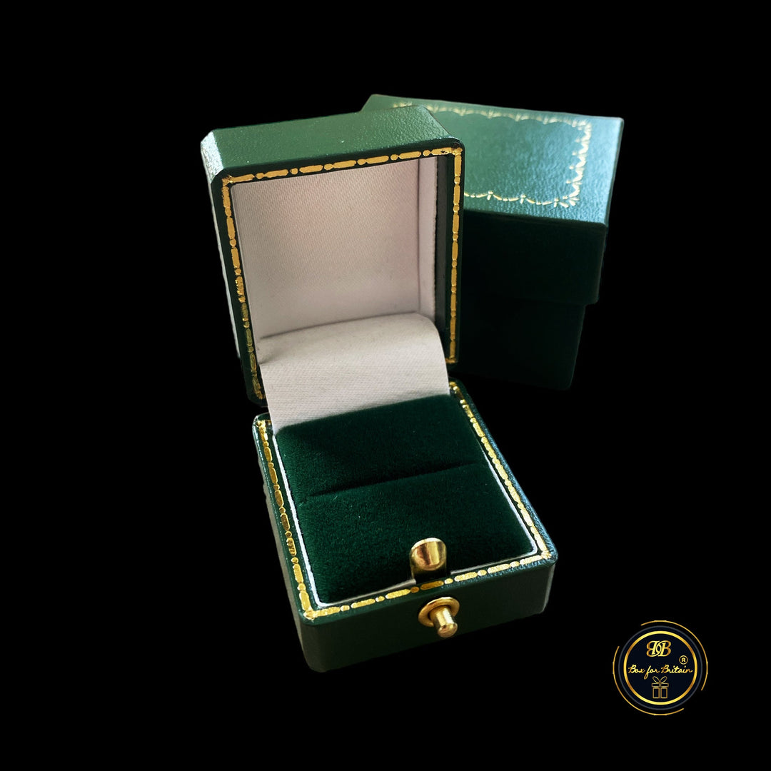 Antique Style Rectangle Ring Box Green - BOX FOR BRITAIN