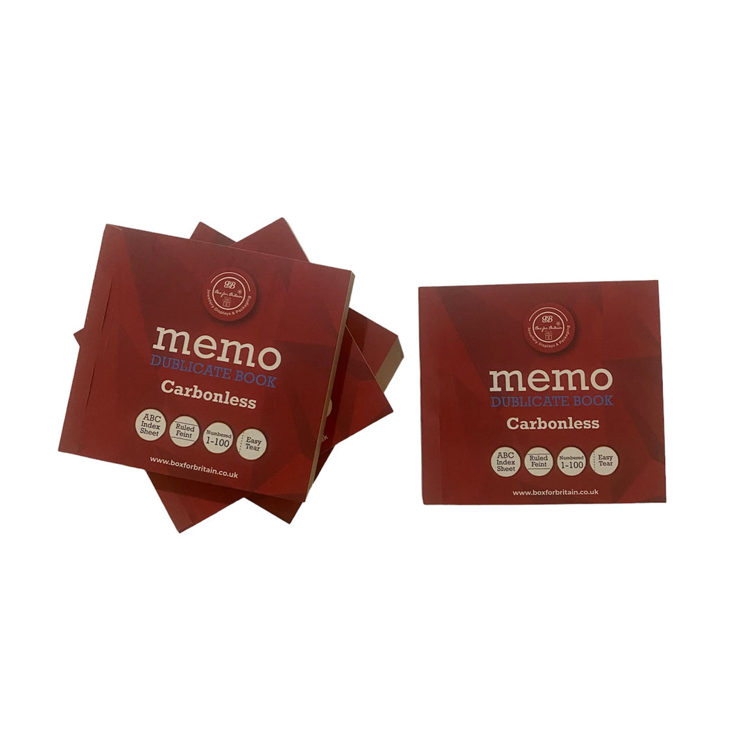 Carbonless Duplicate Memo Book - Numbered 1-100 with index sheet.110*123mm - BOX FOR BRITAIN