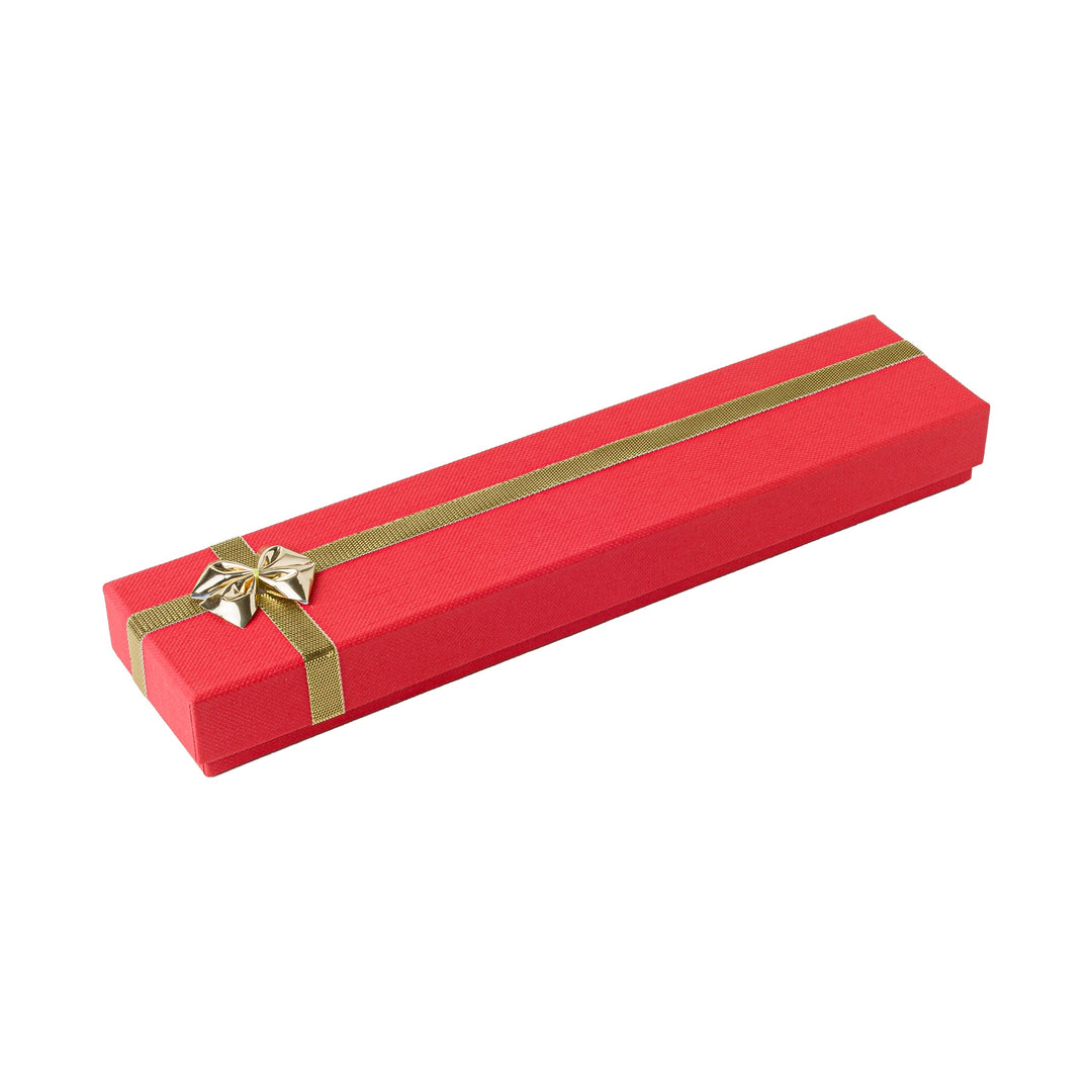 CHAIN BOX IN RED WITH GOLD RIBBON AND BOW - BOX FOR BRITAIN
