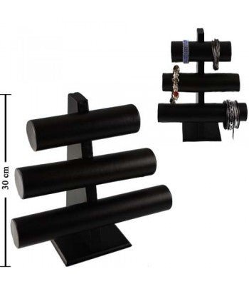 Leatherette Bracelet Bangle Stand 3 Tier Black - BOX FOR BRITAIN
