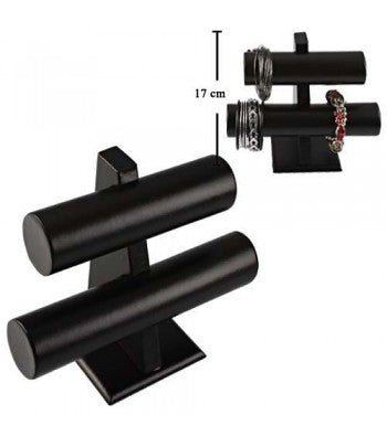 Leatherette Bracelet Bangle Stand Two Tier Black - BOX FOR BRITAIN