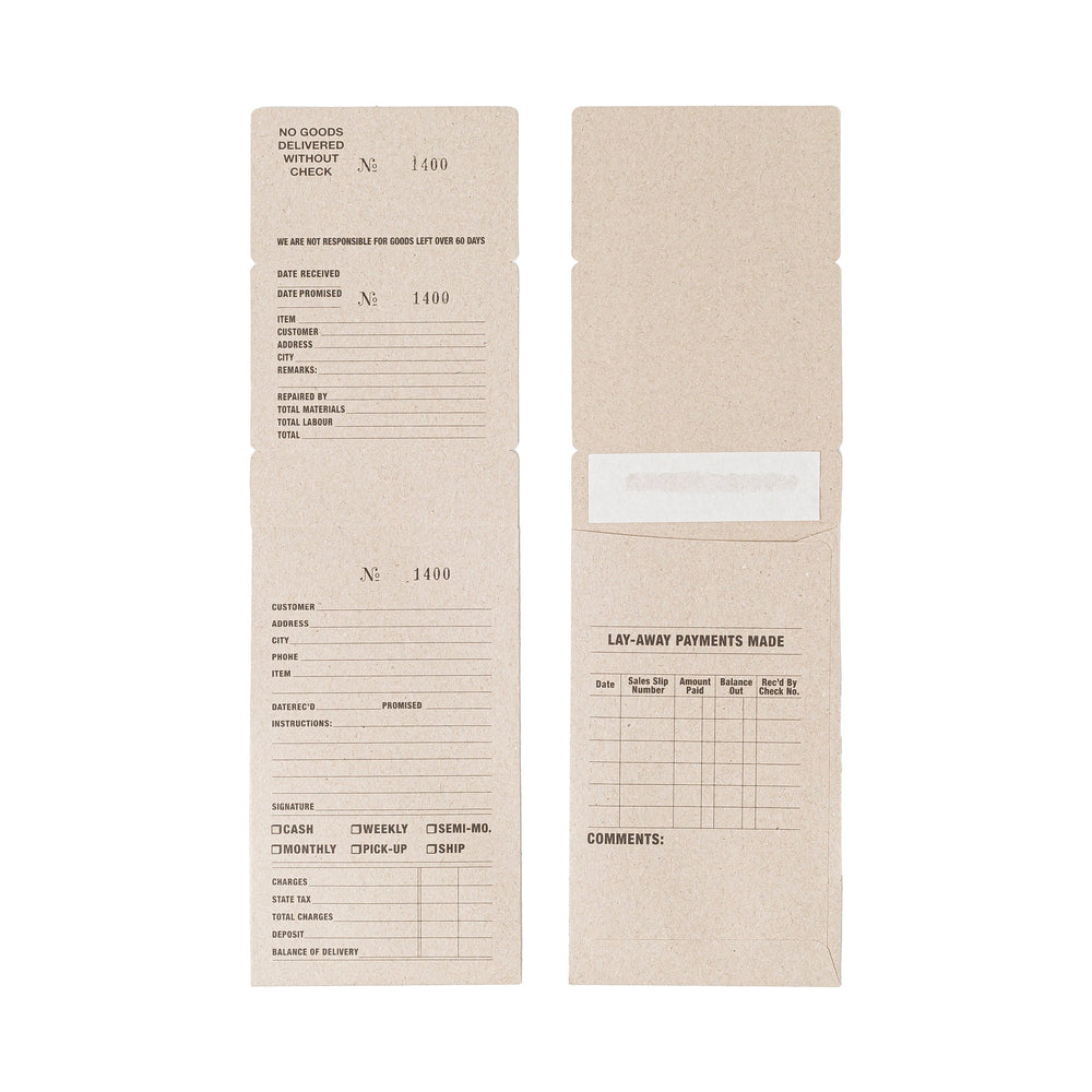 Light Kraft Three Part Numbered Job Envelopes, Watch and Jewellery Repair Job Envelopes. - BOX FOR BRITAIN