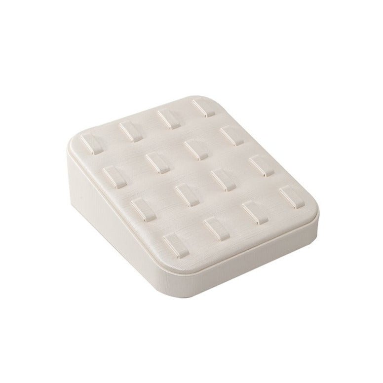 Multiple Ring Display Stand Cream Leatherette Medium - BOX FOR BRITAIN