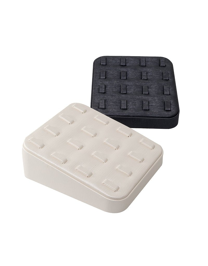 Multiple Ring Display Stand Cream Leatherette Medium - BOX FOR BRITAIN