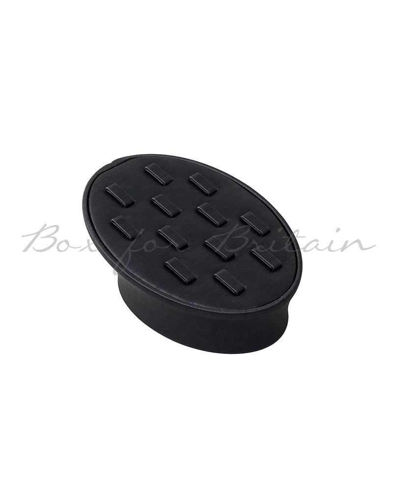 Multiple Ring Display Stand Oval Black Leatherette - BOX FOR BRITAIN