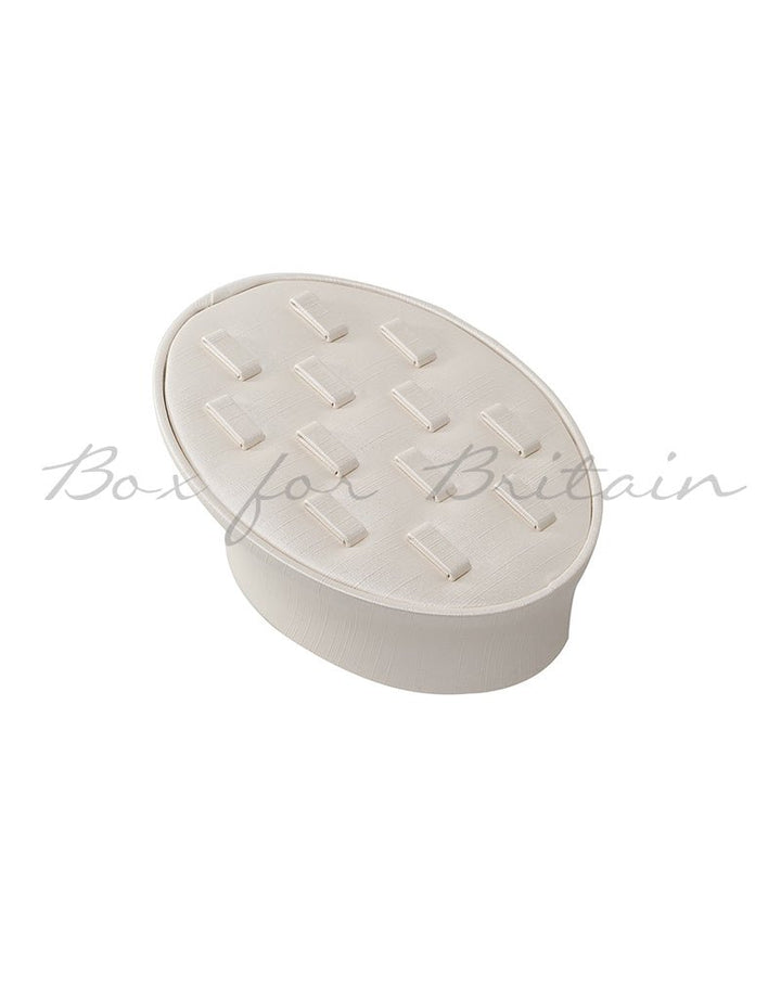 Multiple Ring Display Stand Oval Cream Leatherette - BOX FOR BRITAIN