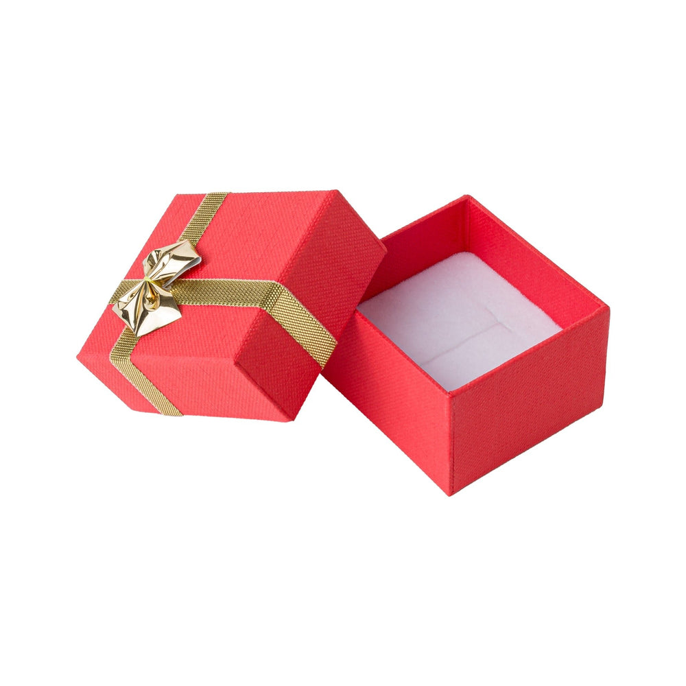 RING BOX IN RED WITH GOLD RIBBON AND BOW - BOX FOR BRITAIN