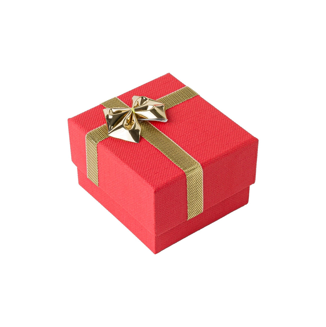 RING BOX IN RED WITH GOLD RIBBON AND BOW - BOX FOR BRITAIN