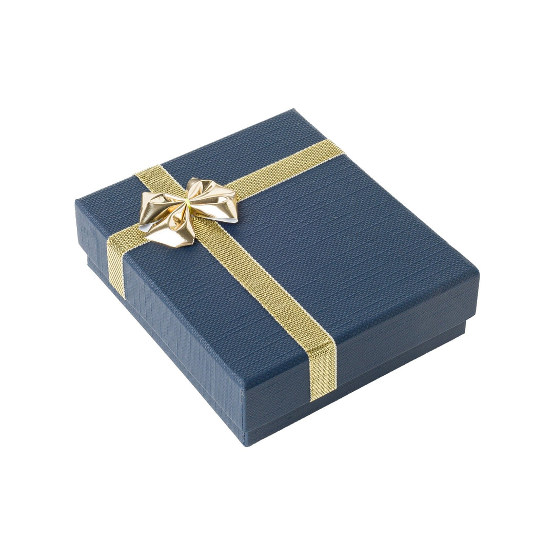 UNIVERSAL BOX IN BLUE WITH GOLD RIBBON AND BOW - BOX FOR BRITAIN