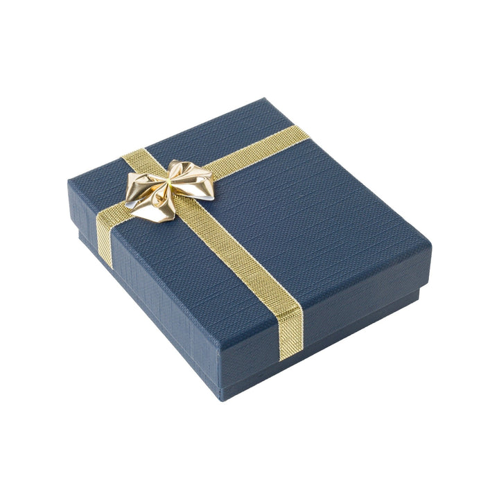 UNIVERSAL BOX IN BLUE WITH GOLD RIBBON AND BOW - BOX FOR BRITAIN