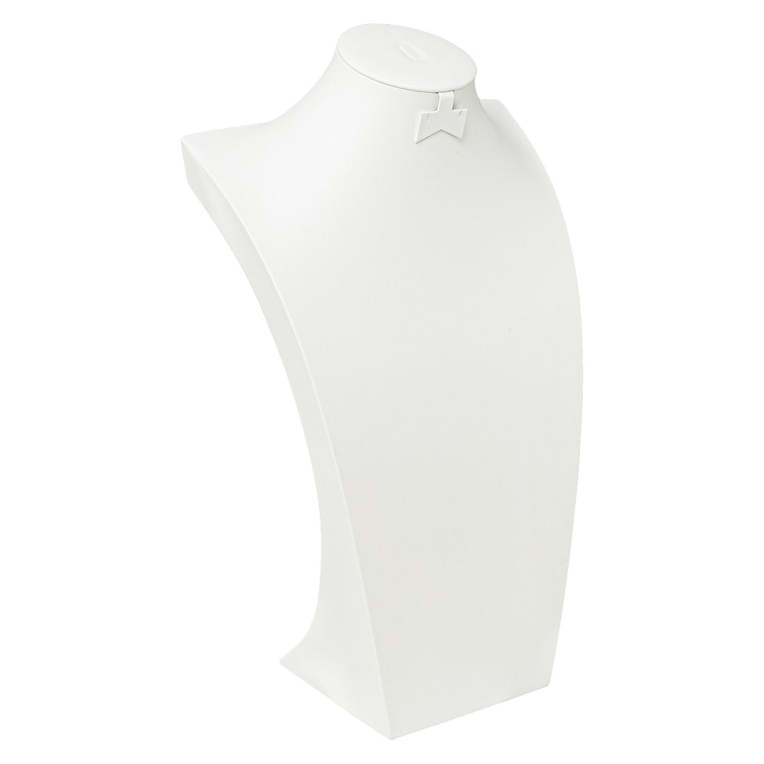 White Leatherette Wide Bust with Earring and Ring insert 6 sizes - BOX FOR BRITAIN